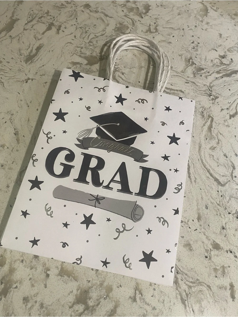 4 Graduation Gift Bags - White and Black Grad Design